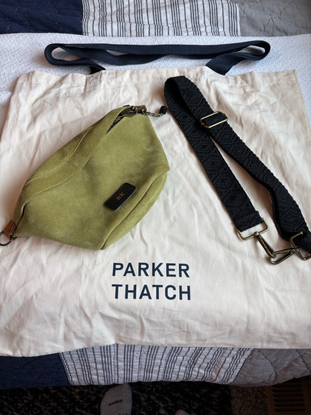 Parker Thatch Avocado Green Suede Sidekick Swing